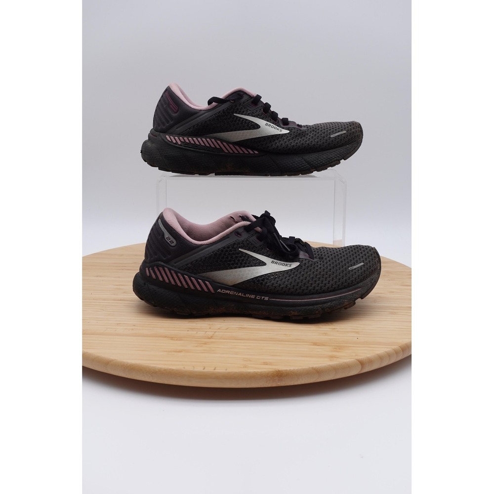 Brooks Adrenaline GTS 22 Shoes Womens Size 8 39 Black Pink Mesh Running Sneakers